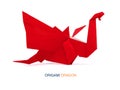 Origami red paper dragon