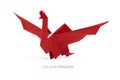 Origami red paper dragon