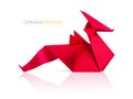 Origami red paper dragon