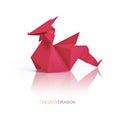 Origami red paper dragon