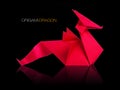 Origami red paper dragon