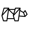 Origami rhino icon outline vector. Geometric animal