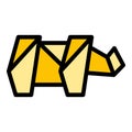 Origami rhino icon vector flat