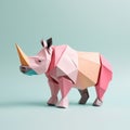 Playful Origami Rhino: Minimalist Design With Colorful Details