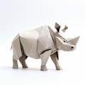 Minimalist Origami Rhino Muted Colorscape Mastery In Deconstructed Design