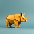 Playful Origami Rhino: Minimalist Composition With Consistent Color Palette