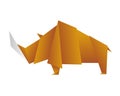 Origami rhinoceros. Rhinoceros painted in low-poly style.