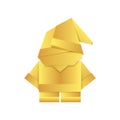 Origami Santa Claus made of golden foil