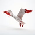 Eye-catching 3d Illustration Of White And Red Origami Bird