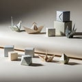 Folded paper figures that exhibit both traditional and abstract Royalty Free Stock Photo