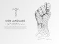 Origami Sign language S letter, Figa Shish Kukish finger gesture. Polygonal low poly. People silent communication Vector