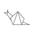 Origami snail. Geometric line shape for art of folded paper. Logo template. Vector.