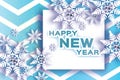 Origami Snowfall. Diamond. Crystal Happy New Year Greetings card. Brilliant Merry Christmas. Paper cut snow flake Royalty Free Stock Photo