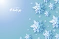 Origami Snowfall. Merry Christmas Greetings card. White Paper cut snow flake. Happy New Year. Winter snowflakes Royalty Free Stock Photo