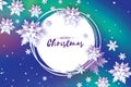 Origami Snowfall. Merry Christmas Greetings card. White Paper cut snow flake. Happy New Year. Winter snowflakes Royalty Free Stock Photo