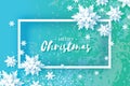 Origami Snowfall. Merry Christmas Greetings card. White Paper cut snow flake. Happy New Year. Winter snowflakes Royalty Free Stock Photo