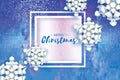 Origami Snowfall. Merry Christmas Greetings card. White Paper cut snow flake. Happy New Year. Winter snowflakes. Square Royalty Free Stock Photo