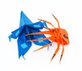 Origami spider and blue lily
