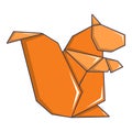 Origami squirrel icon, cartoon style