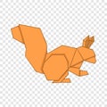Origami squirrel icon, cartoon style