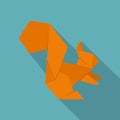 Origami squirrel icon, flat style