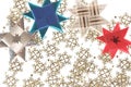 Origami star postcard on the snowflake garland