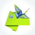 Origami stork delivering boy