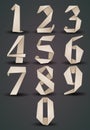 Origami style numbers set, monochrome version, looks best over d Royalty Free Stock Photo