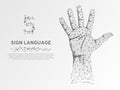 Origami Sign language number five gesture hand five fingers high five succes teamwork low poly Deaf communication Vector