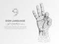 Origami style Sign language number nine, fillip, flick, Polygonal low poly Deaf People silent communication Vector Royalty Free Stock Photo
