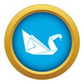 Origami swan icon blue vector isolated