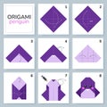 Origami tutorial for kids. Origami cute penguin. Royalty Free Stock Photo