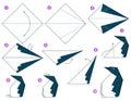 Origami tutorial for kids. Origami cute penguin. Royalty Free Stock Photo