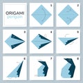 Origami tutorial for kids. Origami cute penguin. Royalty Free Stock Photo