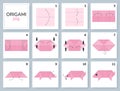 Origami tutorial for kids. Origami cute pig.