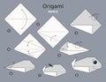 Origami tutorial for kids. Origami cute whale. Royalty Free Stock Photo