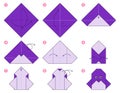 Origami tutorial. Origami scheme for kids. Penguin Royalty Free Stock Photo