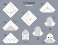 Origami tutorial. Origami scheme for kids. Penguin Royalty Free Stock Photo