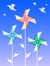 Origami vanes and cranes Royalty Free Stock Photo