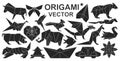 Origami vector black set icon. Vector illustration paper animal on white background. Isolated black set icon origami. Royalty Free Stock Photo