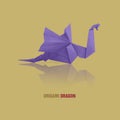 Origami violet paper dragon