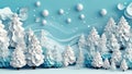 origami winter background paper blue snowflakes art merry christmas card tree. Generative AI. Royalty Free Stock Photo