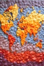 origami world map created from folded paper