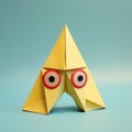 Eye-catching Yellow Origami Bird With Surrealistic Elements