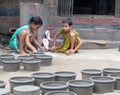Pottery & Children of Bangladesh Royalty Free Stock Photo