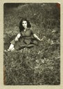 Original antique photo - young girl