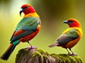 Multi-colored Tanagers Original AI Artwork