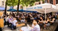 Original Bavarian Beer Garden in Munich - CITY OF MUNICH, GERMANY - JUNE 03, 2021