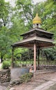 Gazebo and St. Nicholas Spring, Kislovodsk National Park, Russia, Europe.