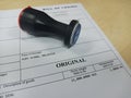 Original of Bill of Lading with stamp chop. Royalty Free Stock Photo